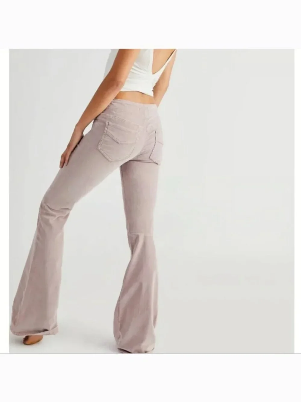 Free People We the Free Pink Corduroy Flare Pull-on Pants Size 28